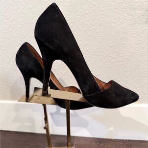 Madewell pointed toe pumps in black suede